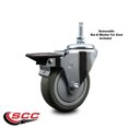 thumbnail image 2 of 4 Inch Gray Polyurethane 12MM Threaded Stem Caster with Brake, 2 of 2