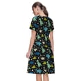 thumbnail image 2 of Bixox Robe d'Été à Manches Courtes pour Femmes Robe Ample Longueur Genou avec Poches-Dinosaure, 2 of 7