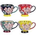 thumbnail image 1 of 4 Packs Ceramic Coffee Mugs, Coffee Tea Milk Cups, Large Coffee Mugs with Embossed Flower Patterns, Handmade Cup Set for Tea Milk Latte Cappuccino Cereal Hot Chocolate, 1 of 6