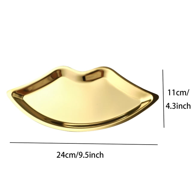 Lip Shape Jewelry Tray, Stainless Steel Vanity Tray, Decorative Metal Dish, Storage Organizer for Rings Earrings, Bathroom Countertop Tray, Stainless Steel Jewelry Tray *2