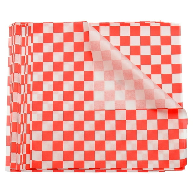 100pcs Square Checkered Pattern Wax Paper Sheets 7" x 7", Blue
