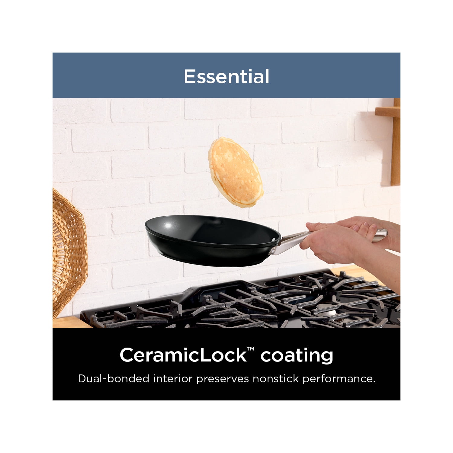 Ninja Extended Life Essential Ceramic 8-Inch Frying Pan, Black CW80020BK