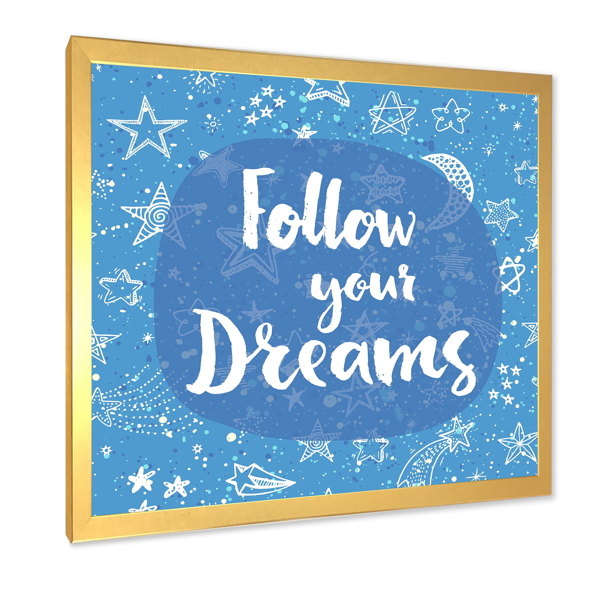 Designart 'Follow Your Dreams On Blue II' Modern Framed Art Print