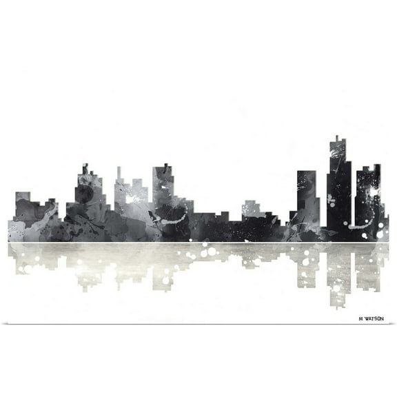 Great BIG Canvas | Rolled Marlene Watson Poster Print entitled Boston Mass Skyline BW I