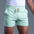 thumbnail image 4 of pstuiky Pantalones cortos para hombre, Pantalones cortos deportivos de algodón liso de tres puntos con cintura media y cordones para hombre Pantalones cortos para correr para hombre, 4 of 6