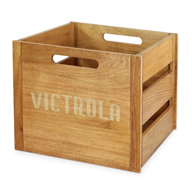 Caja de Vinilos Victrola de Madera para Mesa