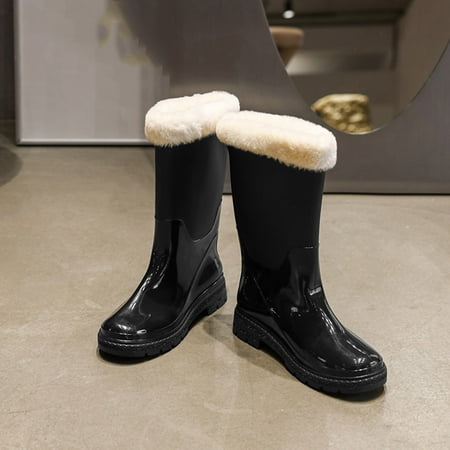 

Cathalem Collapsible Boots Women High Heel Knee High Comfort Lady Shoes Mid Calf Snow Boots Non Slip Fleece Socks Inside Shoes Blue 7