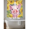 thumbnail image 5 of Farm Pink Pig Sunflower Sheer Curtains 2 Panels Set Country Farmhouse Yellow Flower Black Checkered Sheer Window Curtains Light Filtering Rod Pocket Voile Drapes for Bedroom Living Room 52"X72", 5 of 8