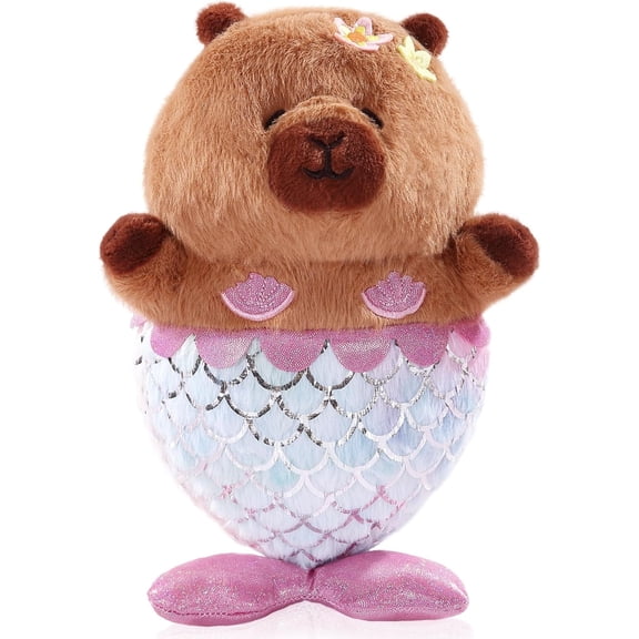 LALAPAWLOV Capybara Plush, 12 in Mermaid Plush for Girls, Cute Capybara Stuffed Animal, Capybara Mermaid Stuffed Animal