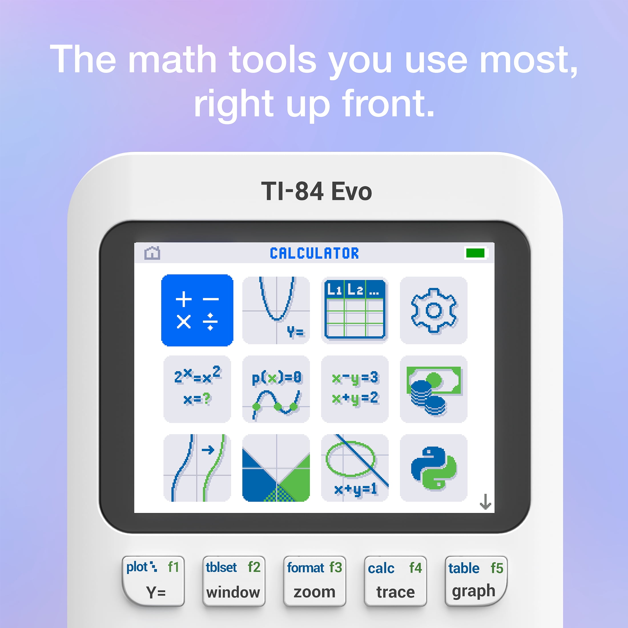 TI-84 Evo Graphing Calculator with Python for College, High School, and Middle School