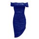 thumbnail image 4 of Gibobby Vestidos de fiesta cortos Vestidos de invitados de boda para mujer, vestido plisado de Color liso con hombros descubiertos, con vibración Sexy y lentejuelas(Azul,XL), 4 of 4