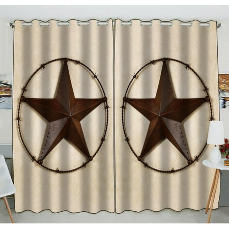 Texas Longhorns Window - GCKG Texas Star Window Curtain Kitchen Curtain Size 52(W) x 84 inches (Two Piece)