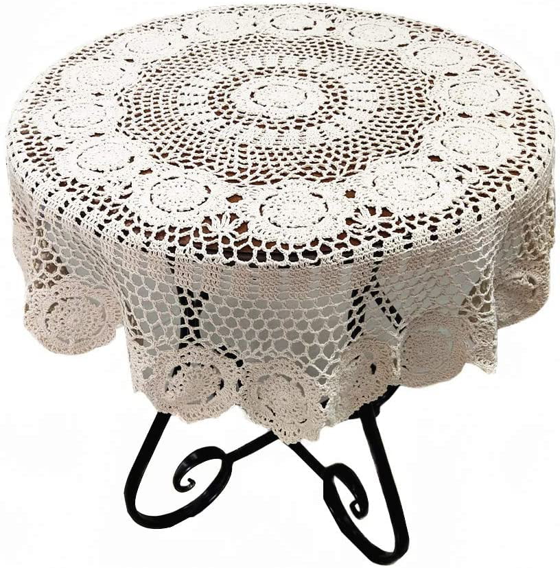 48 Inch Handmade Crochet Cotton, Tablecloth For 48 Inch Round Table