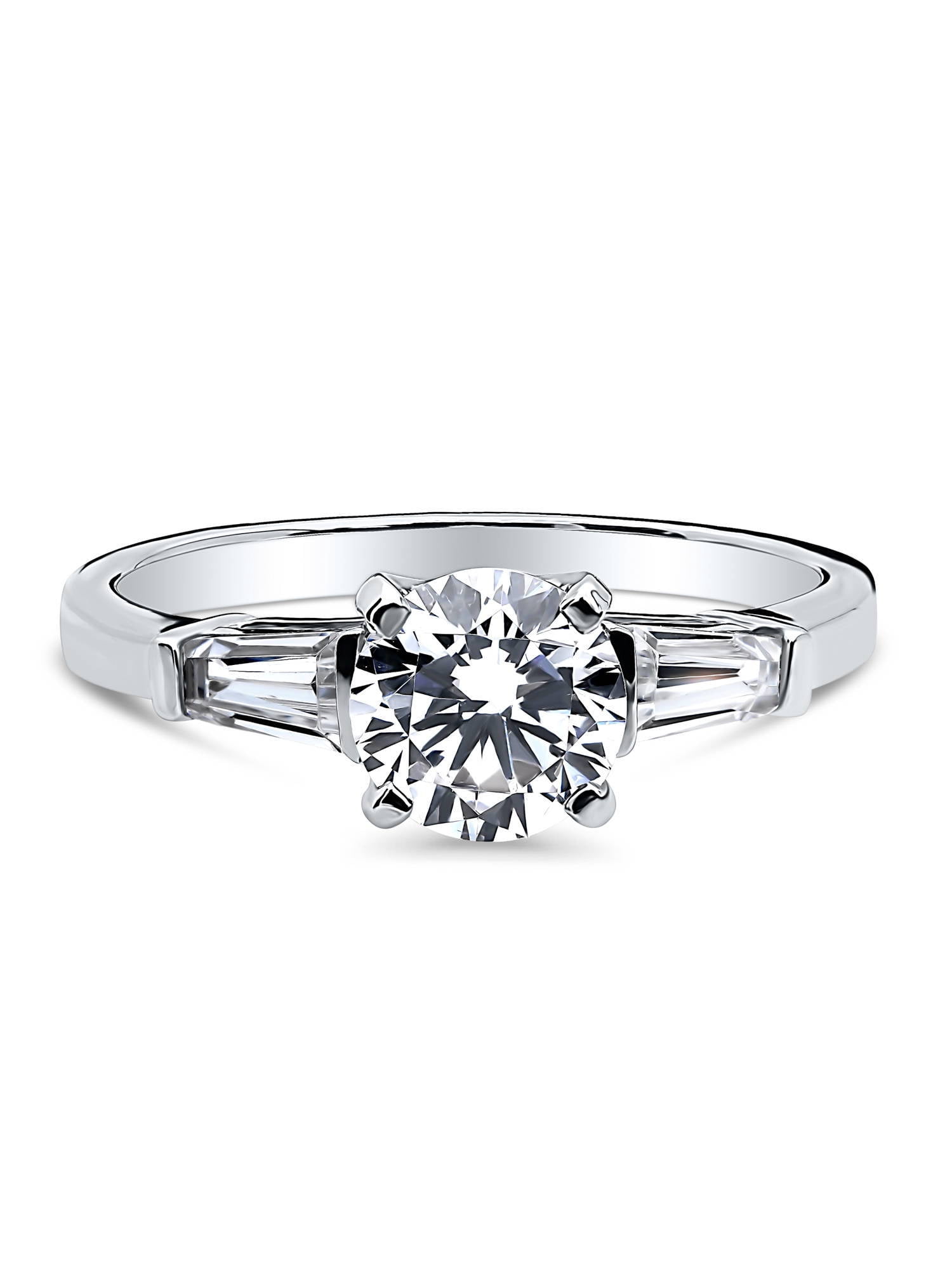 BERRICLE Sterling Silver Solitaire Wedding Engagement Rings 1 Carat Round Cut Cubic Zirconia CZ Promise Ring for Women, Rhodium Plated Size 5