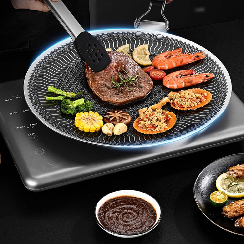 Grills Pans Outdoor Campings Fryings Pans Nonstick Round BBQ Griddle Barbecues Plate for Inductions, Stove,Electric