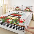thumbnail image 3 of Homewish Xmas Red Truck 3pcs Twin Sheet Sets for Kids Children,Geometric Plaid Grid Twin Fitted Sheet,Merry Christmas Breathable Flat Sheet,Retro Vintage Bedroom Decor, 3 of 7