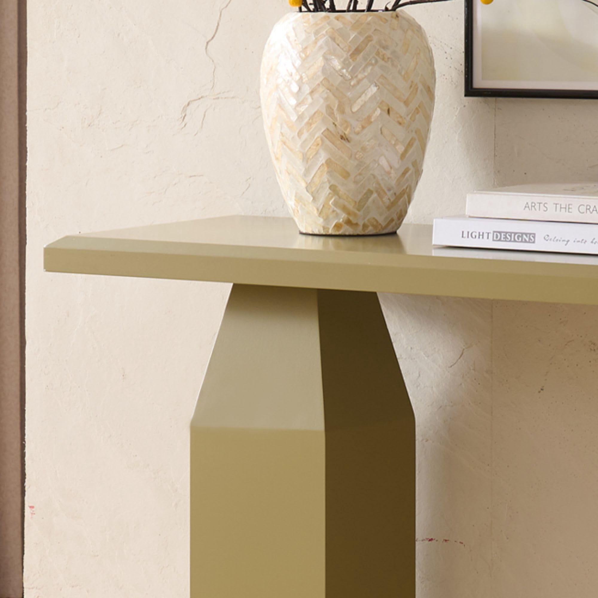 Kings Brand Furniture Sienna Console Table – Wood Rectangular Entryway & Sofa Table with Tapered Pedestal Legs, Modern Narrow Accent Table for Living Room, Hallway, or Behind Sofa (Lemon Pepper)