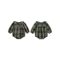 thumbnail image 2 of RUINIXCW Newborn Baby Girl Spring Fall Clothes Gingham Plaid Bubble Romper One Piece Outfit 0 3 6 9 12 18 Months Sweet Long Sleeve Button Front Doll Collar Jumpsuit Playsuit, 2 of 9