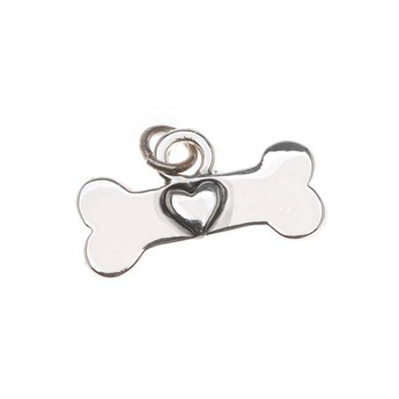 Antiqued Silver Plated Dog Bone With Heart Charm 9x16mm (Dishonored Best Bone Charms)