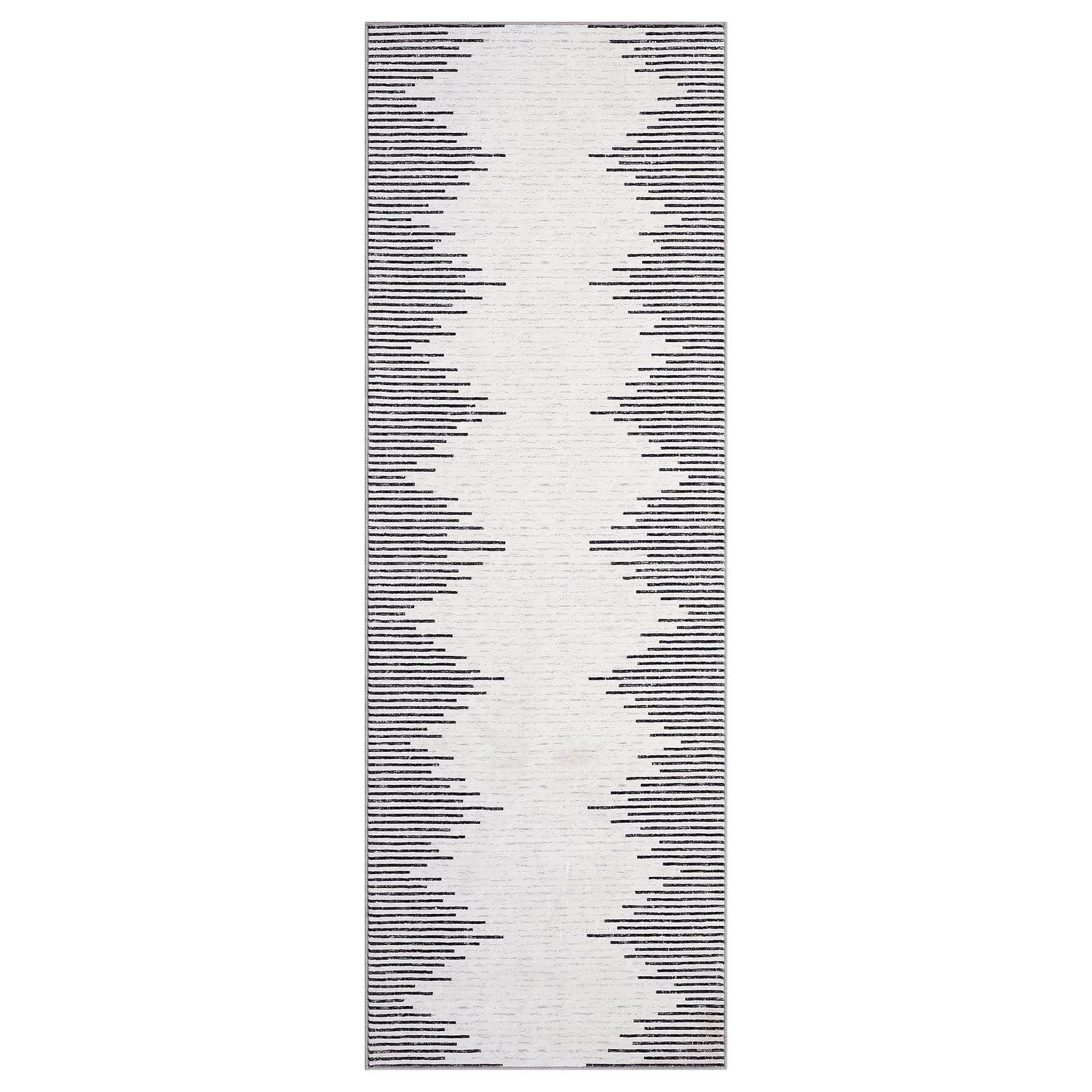GlowSol 2' x 6' Washable Runner Rug Geometric Striped Rug Ruuner Soft Non Slip Bedroom Throw Carpet for Living Room, Beige