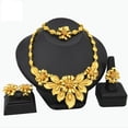 thumbnail image 3 of Fashion Women 24K Gold Plated Crystal Leaves Necklace Wedding Party Jewelry Set, 3 of 4