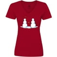 thumbnail image 3 of Inktastic Snowman Stickup with Hairdryer Women's V-Neck T-Shirt, 3 of 5