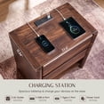 thumbnail image 5 of Aitjunz 2 Drawers Modern Nightstand for Bedroom, 25" Tall Night Stand with Charging Station & Open Shelf, Rounded Corner Design, Brown, 5 of 7