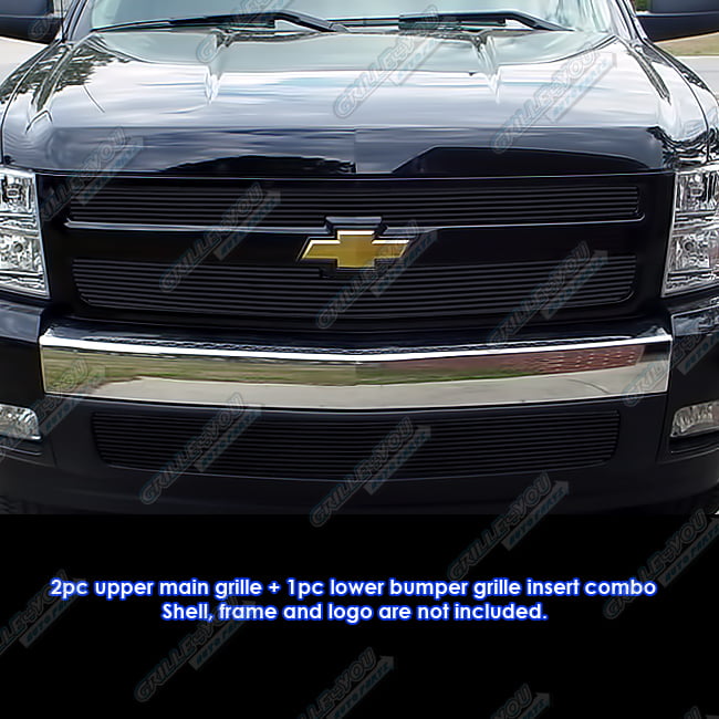 APS Compatible with 2007-2013 Chevy Silverado 1500 Main Upper Aluminum Chrome Horizontal Perimeter Grille Insert C95766A 