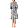 thumbnail image 3 of Allegra K Women's Tie Neck Chiffon Long Sleeves Vintage Floral Print Belted Dress, 3 of 6