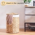 thumbnail image 4 of Casa Pura Furniture Handwoven Water Hyacinth Laundry Hamper with Lid, 60L Wicker Storage Basket with Handles for Home Organization, Bedroom Bathroom Use, 4 of 8