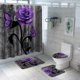 thumbnail image 1 of Cortina de ducha de poliéster con diseño de flores, impermeable, resistente a la humedad y al moho, para baño, 1 of 6