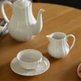 thumbnail image 4 of Ceramic Embossed Cream Pitcher With Handle White Sauce Pot Gravy Boat For Hotel, Restaurant, 4 of 5