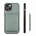 thumbnail image 2 of For Iphone 15 Carbon Fiber Leather Card Magsafe Phone Case(Green),iPhone 13 Pro, 2 of 8