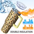 thumbnail image 5 of Leopard Print 40oz Tumbler– Stainless Steel Insulated Tumbler with Handle and Straw, Large Capacity Travel Cup for Hot & Cold Drinks, 5 of 6