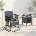 thumbnail image 2 of 3-Piece Outdoor Rocking Bistro Set, Grey PE Wicker & Steel Patio Furniture with 2-Tier Glass Table, Cushioned Mesh Seating & Side Pockets for Balcony, Porch, or Small Garden Space, 2 of 7
