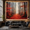 thumbnail image 6 of Misty Autumn Forest Red Maple Leaves in Dense Woodland, Mystical Gothic for Nature Lovers, Forest Wall Art Decor, Halloween Gift, Tapestry Wall Hanging for Bedroom and Living Room, 6 of 7