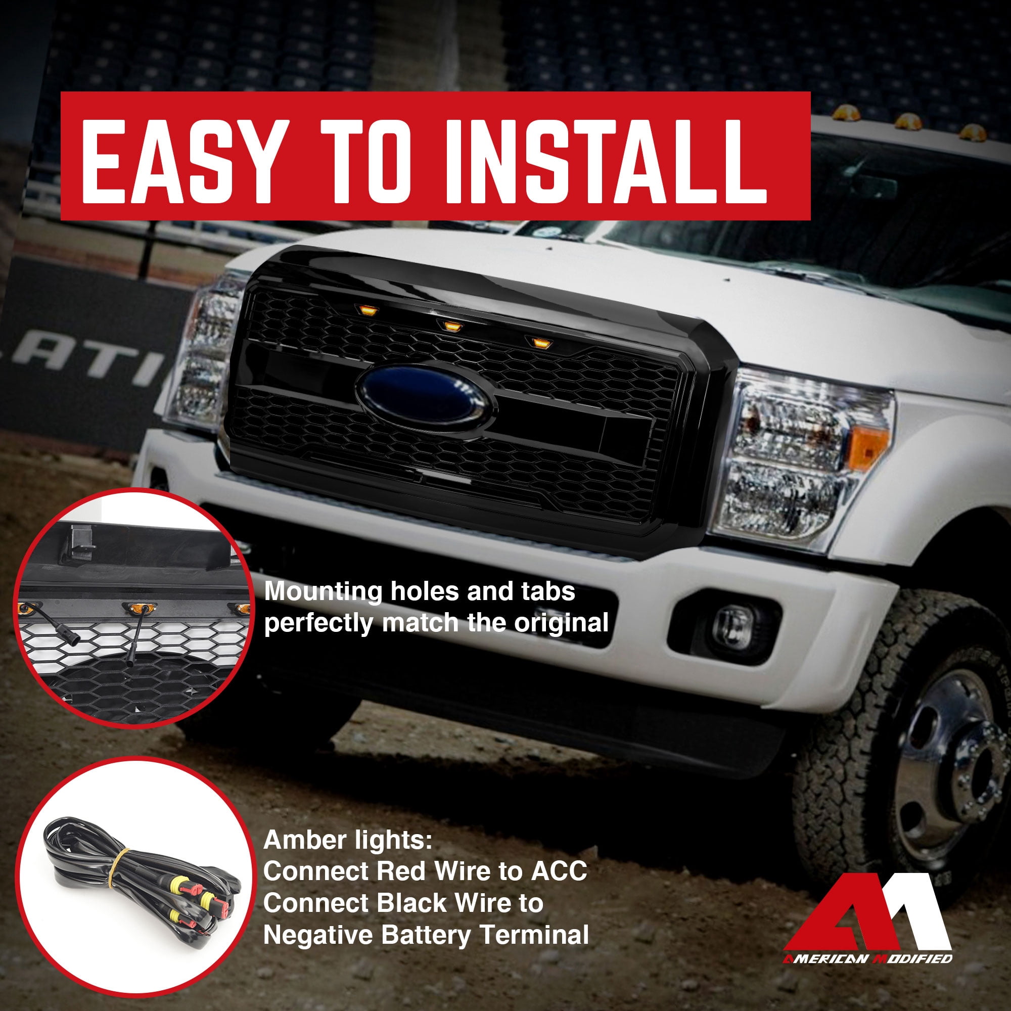 AMERICAN MODIFIED Raptor Style Mesh Grille for 11-16 Ford F250/350/450/550