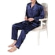 thumbnail image 5 of Txlixc Traje de pijama de seda de 2 piezas, chaqueta de manga larga con solapa masculina + pantalones Txlixc  moda, 5 of 6