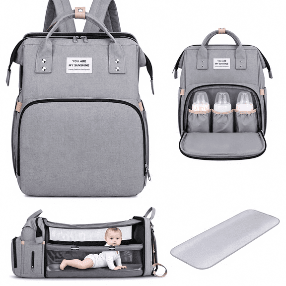 Behome Diaper Bag Backpack, Large Waterproof Baby Bag with Changing Pad, Stroller Straps & Insulated Pockets, Multifunctional Travel Diaper Bags for Mom & Dad