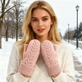 thumbnail image 2 of KHONTS Women's Mittens Winter Gloves Warm Lining Mittens Cozy Thick Crochet Cable Knit Gloves Pink One Size, 2 of 5