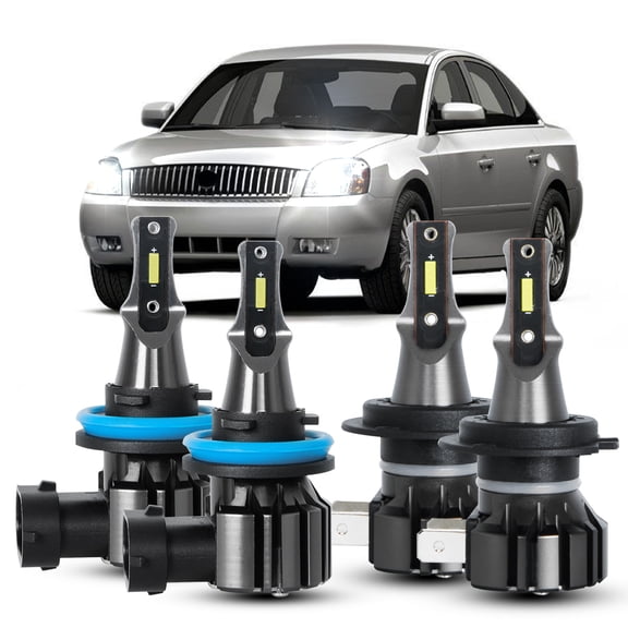 RXTSQI For Mercury Milan 2006-2009 LED Headlight Bulbs H7 High Beam H11 Low Beam 4pcs