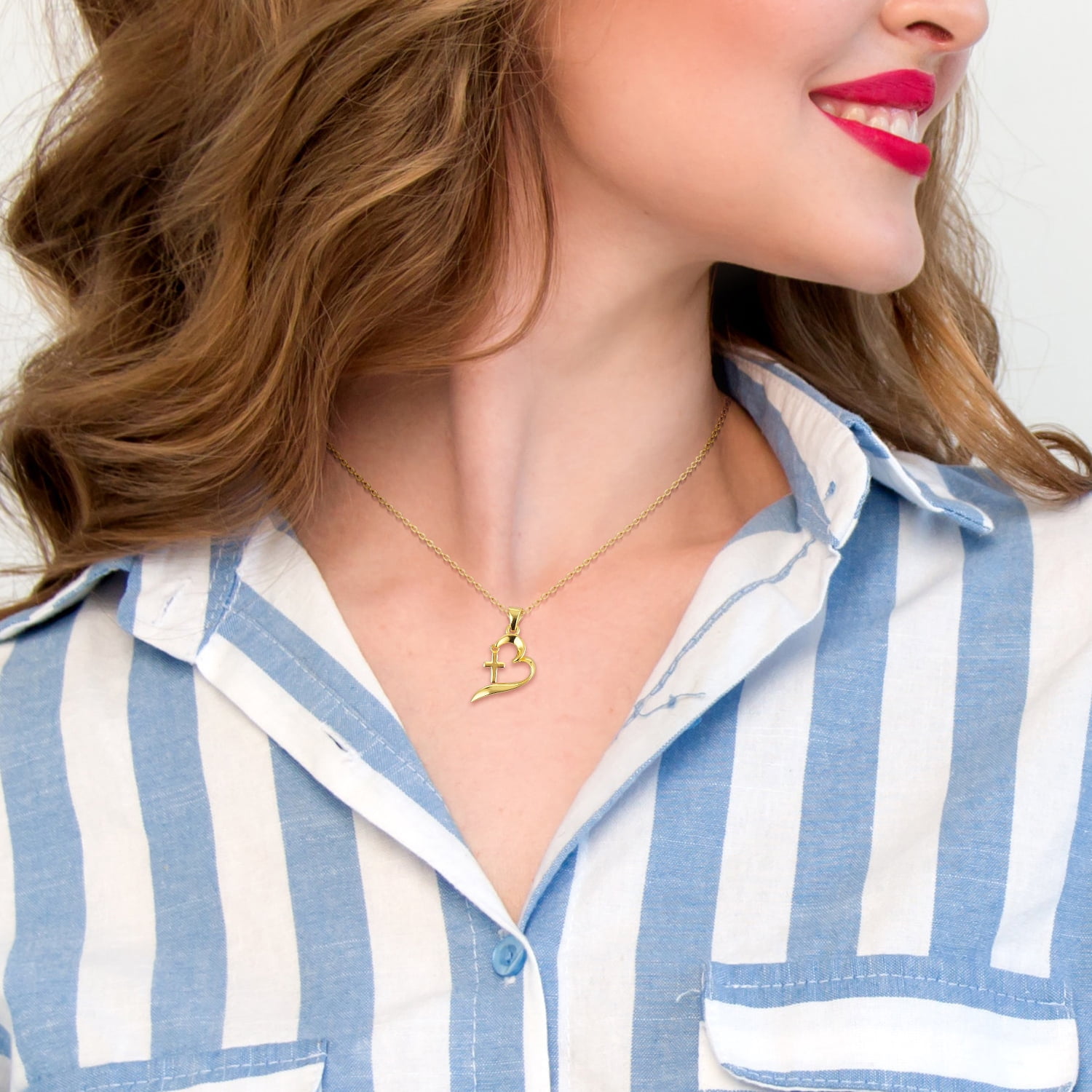 Little Luxuries Women's 18" Gold Flash Plated Sterling Silver "Faith Hope Love" Pendant Necklace