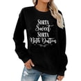 thumbnail image 1 of Sudadera informal de manga larga, cuello redondo, estampado de letras y corte holgado para citas, color negro XXL, 1 of 4