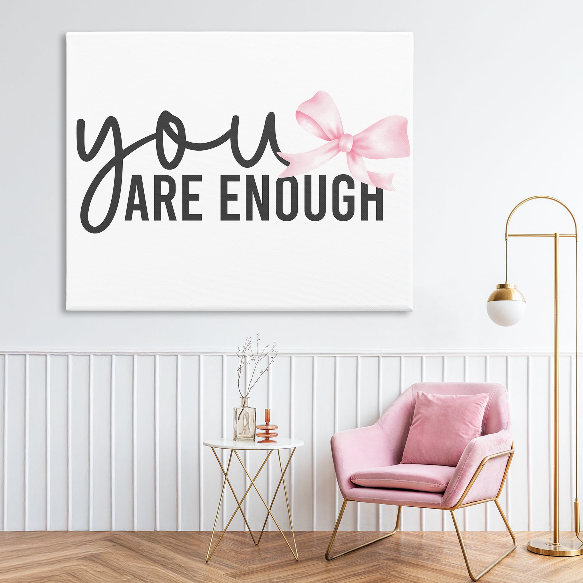 Stupell Industries You Are Enough with Ribbon Canvas Wall Art, design by Kim Allen