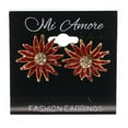 thumbnail image 2 of Flower Stud-Earrings With Crystal Accents Red & Gold-Tone Colored #LQE2486, 2 of 2