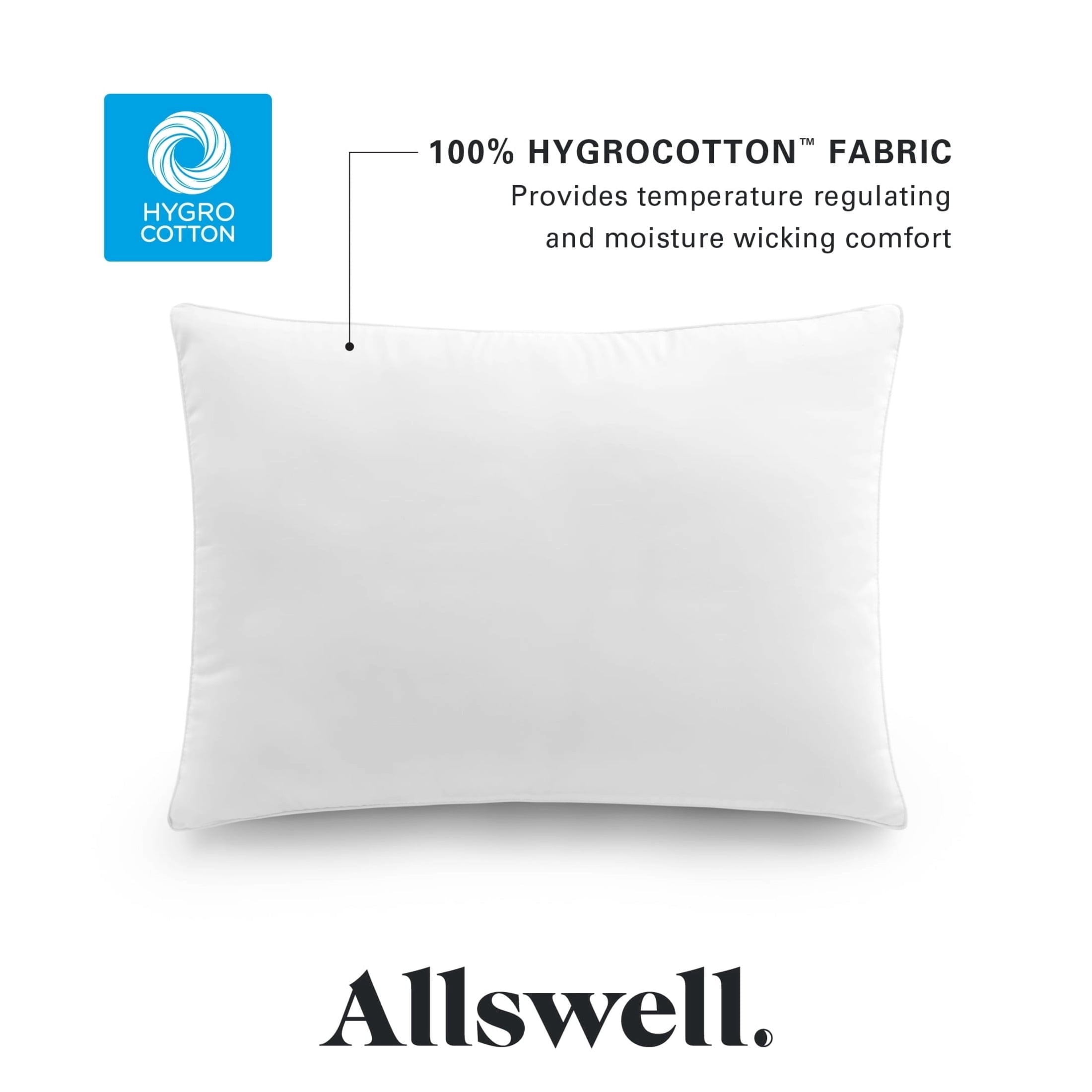 (2 pack) Allswell Side Sleeper Bed Pillow with HYGROCOTTON Temperature-Regulating Cover, King