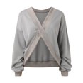 thumbnail image 6 of Women Blouses Zip Light Womens Crop Sweater Athletic Women Tops Womens Tall Plain Shirt Young Adult Sweaters Short Sleeve Blouse Long Sleeve Turtleneck Ladies Sweatshirts under 10 Ladies Grey L, 6 of 9