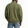 thumbnail image 4 of Dwellite Mock Neck Sweaters for Men Quarter Zip Waffle Knit Pullover Business Casual Mock Neck Long Sleeve Sweater Army Green M, 4 of 4