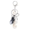 thumbnail image 1 of Crystal Bow Keychains Ribbon Key Chain Pearl Car Key Rings Female Bags Pendant Accessories Key Chains (Black), 1 of 8
