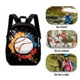 thumbnail image 2 of Xixirimido Colorful Paint Baseball Pattern Kids Backpack Set for Boys Girls School Bookbag Lunch Bag Pencil Bag 3 in 1 Set Teens Student School Daypack, 2 of 4